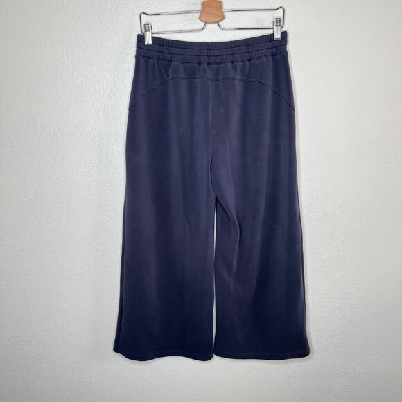 Spanx Womens Large Airessentials Wide Leg Crop Navy Blue Sweat Pant 50433r - Picture 2 of 13